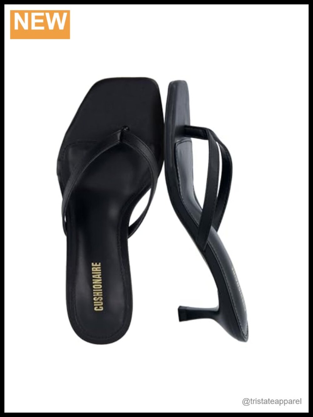 CUSHIONAIRE Miami Kitten Heels Thong Flip Flop Sandal Faux Leather